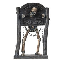 Prisoner Skeleton in Pillory Statue Cold Cast Bronze Resin 10.5&quot; H - $36.63