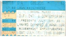 Vintage Lynyrd Skynyrd Hank Jr.Ticket Stub Juillet 15 1995 Petit Rock Arkansas - £27.73 GBP