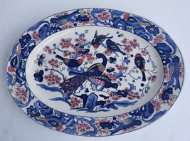 An item in the Collectibles category: Vintage Japanese Hand Painted Peacock & Birds Extra Large Ceramic Serving Platte