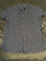 21 Men Short Sleeve Button Up Shirt Navy Polka Dot Sz M - $16.95