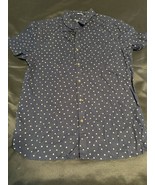 21 Men Short Sleeve Button Up Shirt Navy Polka Dot Sz M - $23.77 CAD
