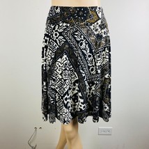 Chaps Black Brown Tan Abstract Print Women&#39;s Medium M A-Line Skirt New - £28.12 GBP
