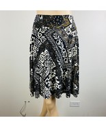 Chaps Black Brown Tan Abstract Print Women&#39;s Medium M A-Line Skirt New - £27.79 GBP