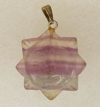 Artisan Jewelry Supply Carved Sun Face Flourite Banded Necklace Pendant - $10.88