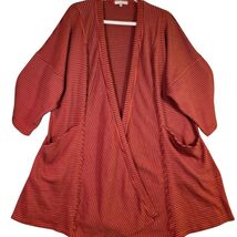 KLEEN Women's M Rust Black Striped Open Front Cardigan Lagenlook Artsy - $41.58