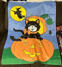 Cat on Pumpkin/Witch in the Moon Cute Halloween Flag 28x40 standard size. - $9.27