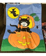 Cat on Pumpkin/Witch in the Moon Cute Halloween Flag 28x40 standard size. - £7.25 GBP