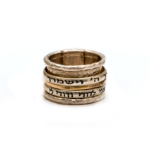 Spinning Ring 9K Gold and Sterling Silver With Crystals Stones and bible quotes - £247.00 GBP