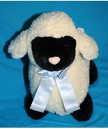 GUND Baby Sheep Lamb 12&quot; Cream Black Plush Blue Bow Wind Key No Music So... - £23.12 GBP