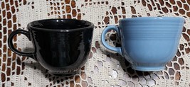 Vintage Fiesta® Two (2) Flat Teacups Replacement Pieces ~ 1-Black ~ 1-Pe... - $22.44