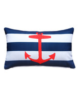 Red Anchor Nautical Throw Pillow 12x19, with Polyfill Insert - £31.93 GBP