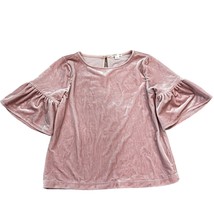 Crewcuts Everyday Girls Size 10 Pink Velvet Bell Sleeve Top - $19.20