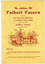 Talbott Tavern Menu Bardstown Kentucky 1949 Old Stone Inn Colonial Dining Room - £45.86 GBP