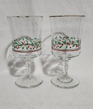 Set of 2 Vintage 1986 Arby’s Christmas Collection HOLLY BERRY Water Goblets Wine - £11.24 GBP