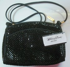 Vintage Whiting &amp; Davis Black Mesh Bag Zippered Top - £69.47 GBP