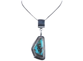 Vintage Navajo Sterling/turquoise pendant on necklace n - $247.50