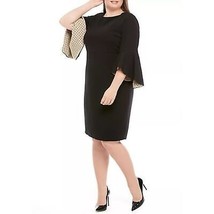 NWT Womens Size 10 Gabby Skye Black Bell Sleeve Dot Lined Sheath Dress - £23.48 GBP