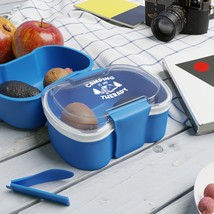 Bento Box 2 Tier Lunch Box BPA-Free Microwaveable w/ Foldable Spoon - £20.58 GBP