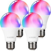 Wifi Smart Led Color Changing Light Bulb, E26 Rgbcw 9W Dimmable, 4 Pack. - £25.94 GBP