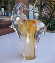 Large Murano Glass Elephant, Very Unique-Clear &amp; Amber, New, Free Ship - $192.50