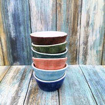 6Pc Colorful Pottery Bowl Set, Small Serving Sauces Bowls Artisan Ceramic 65mm - £60.98 GBP