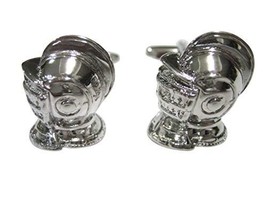 Kiola Designs Silver Toned Knight Helmet Cufflinks - £30.88 GBP