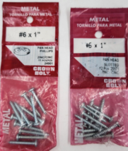 Crown Bolt #6 X 1&quot;  Pan Head Phillips Metal Screws 11 Pack Silver Lot of  2 - £6.91 GBP