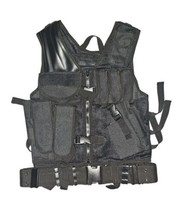 PVC-V568BT Tactical Vest Black With Many Pouches - $23.75