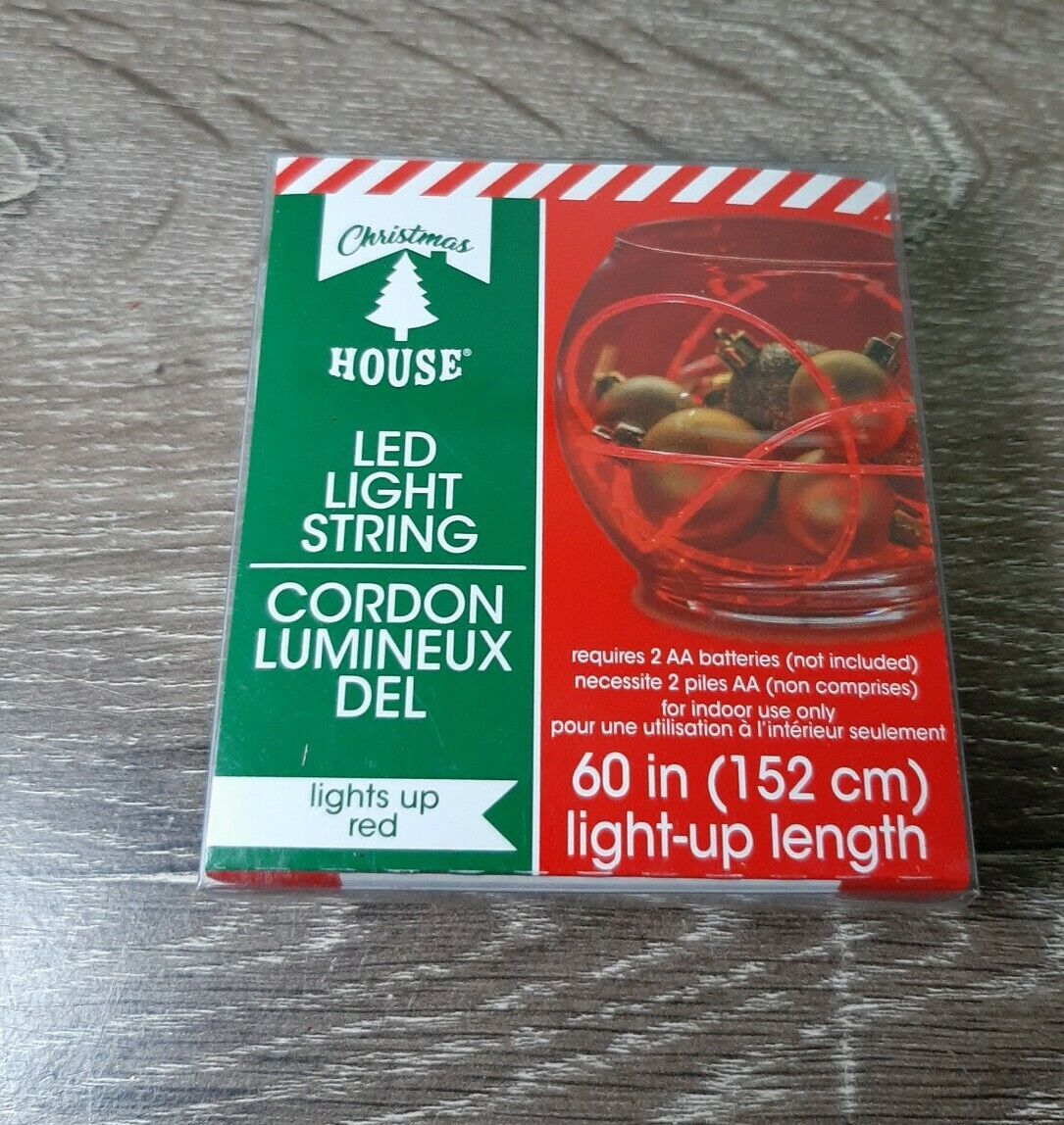 (1) LED Light Set Red Christmas House rope light battery powered. 60" - $13.74