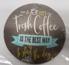 Cutting Board / Trivet,Glass,Round,App 8&quot;,COFFEE Is The Best Way To Start Day,Gr - £10.19 GBP