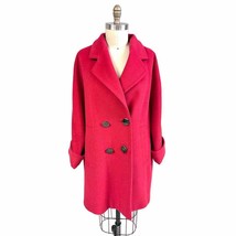 Vtg Retro Dejac Paris 80s Red Cashmere Blend Winter Slouchy Coat L French - $89.10