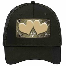 Gold White Hearts Butterfly Oil Rubbed Novelty Black Mesh License Plate Hat - £23.17 GBP