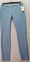 Hue Utopia Jean Style Legging Womens Large Blue Denim Stretch Pockets Flat Front - £18.21 GBP