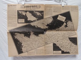 WW2 era NEWSMAP Overseas Edition for the Armed Forces 1944 Huge Map June... - $5.93