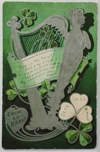St Patrick&#39;s Erin Go Bragh Silvertone Harp Irish Memories 1909 Postcard T8 - £3.89 GBP