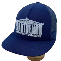 Vtg Parthenon Nashville, TN Trucker Mesh Snapback Blue Hat Cap Puff Logo - £15.94 GBP