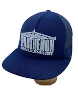 Vtg Parthenon Nashville, TN Trucker Mesh Snapback Blue Hat Cap Puff Logo - £14.91 GBP