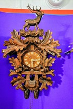 Alpine Elk 8 Days Cuckoo Clock Intact! 18 inches Tall! - $305.91
