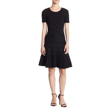 Akris Punto Short-Sleeve Punto Dot Dress A Line Fit &amp; Flare Textured Black 4 - £76.91 GBP