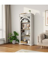 Antique White 4-Tier 65&quot; Tall Bookshelf for Home Office Living Room - $5,366.61 MXN