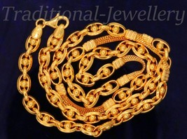 22 K Yellow Gold Handmade Hollow Link Rolo Chain With Box Chain Necklace Unisex - £2,448.01 GBP