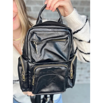 Jenn Vegan Leather Backpack Black - £40.38 GBP