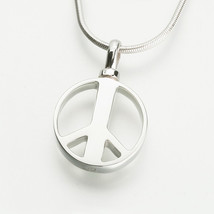 Sterling Silver Peace Sign Memorial Jewelry Pendant Funeral Cremation Urn - £137.82 GBP