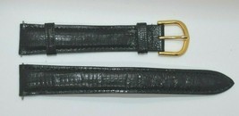 Black Real Teju Lizard 16mm vintage Seiko watch band Lightly used &#39;&#39;NICE&#39;&#39; - £31.10 GBP