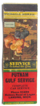 Putnam Gulf Service - Lansing, Michigan 20 Strike Matchbook Cover &quot;What a Mess&quot; - £1.38 GBP