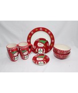 Living Quarters Snowman Christmas Plates Bowls Mugs Lot of 7 Xmas - €9,24 EUR