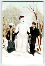 Christmas Postcard Human Like Snowman Cigar In Mouth Children Unusual Series 341 - £54.17 GBP