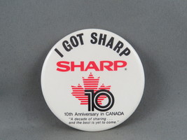 Vintage Advertising Pin - Sharp Electronics 10th Anniversary Canada - Celluloid  - £11.99 GBP