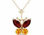 Galaxy Gold GG 14K Solid Yellow Gold Natural Garnet and Citrine Butterfl... - $620.72