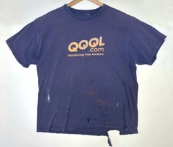 Qool.com Men&#39;s XL Vintage T-Shirt Thrashed Grunge Holes Faded Paint Splattered - £31.89 GBP